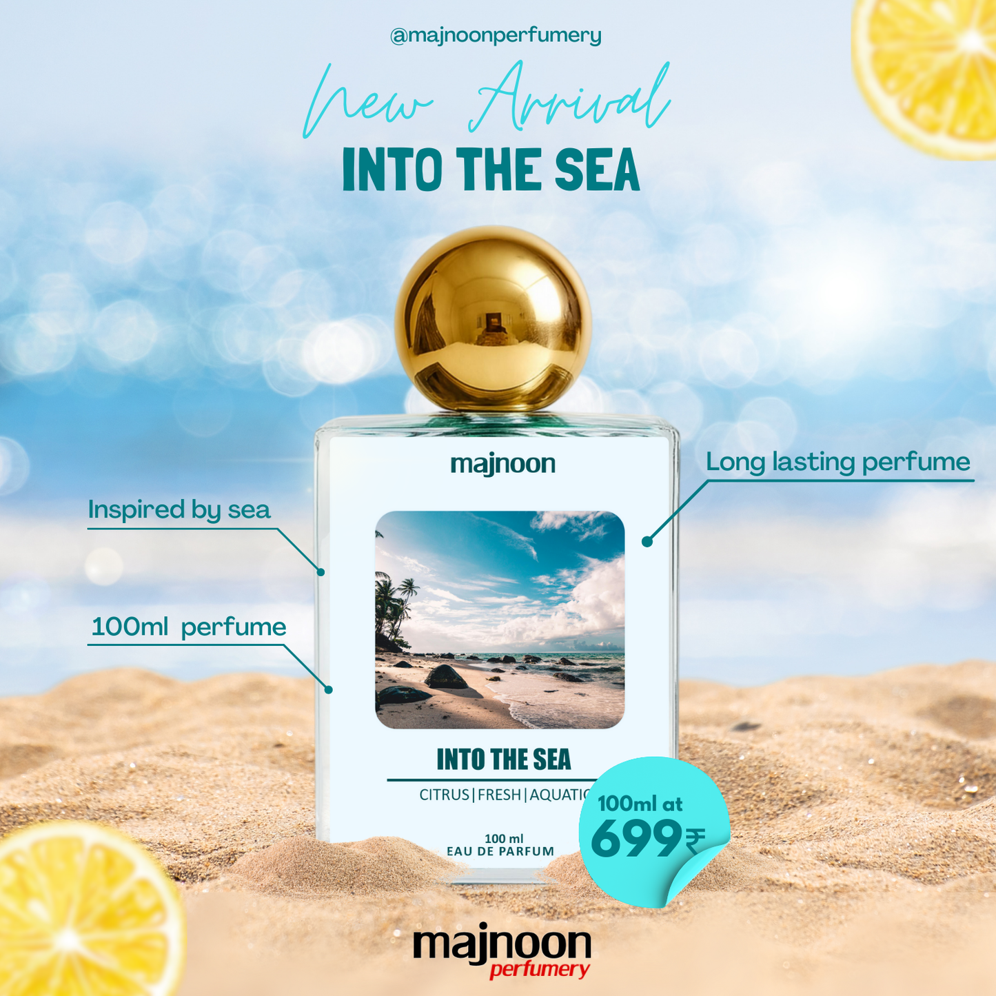 Into The Sea – Citrus Fresh Aquatic Perfume (100ml) by Majnoon Perfumery