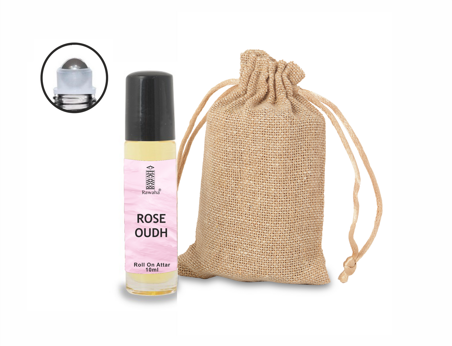ROSE OUDH Roll On Attar 10 ml By Rawaha Alcohol Free Long Lasting Concentrated Perfume Oil