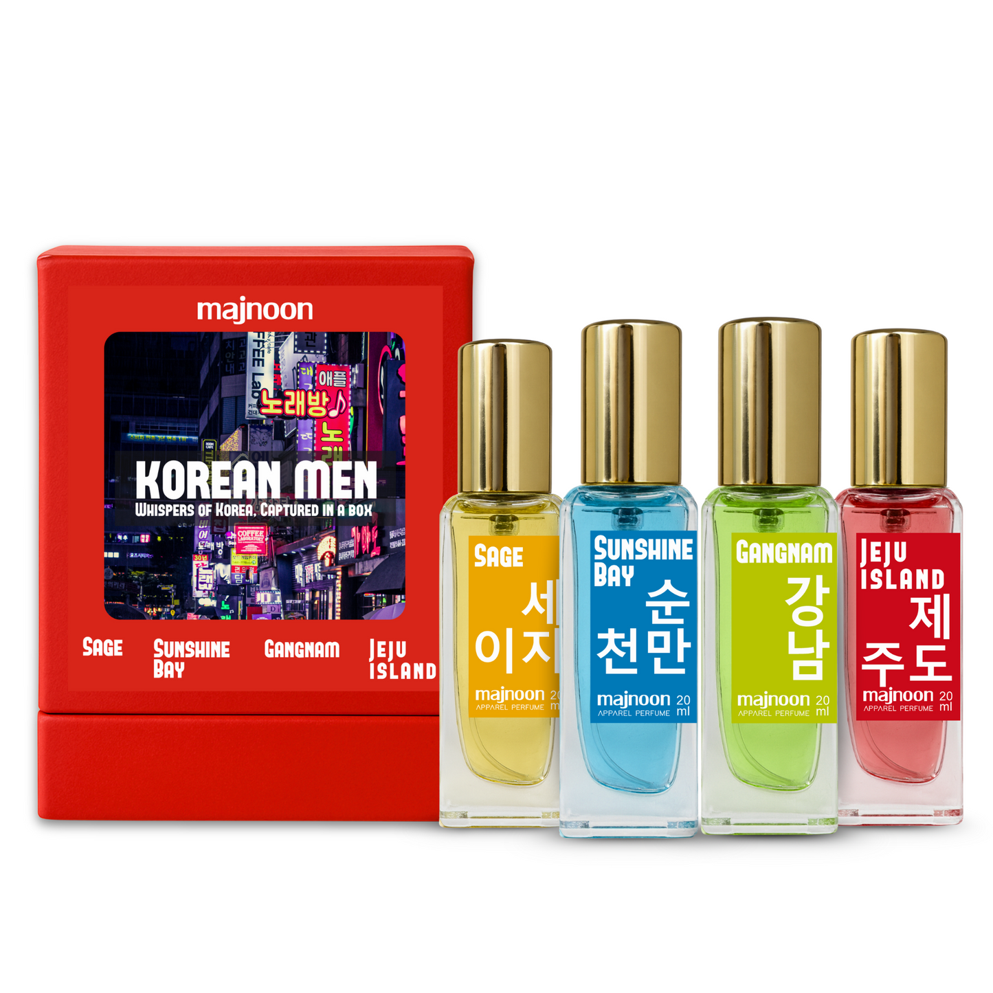 Korean Men Perfume Set | 4 Premium Perfumes (4 × 20ml) | Fresh, Fruity, Musk & Aquatic Scents for Men