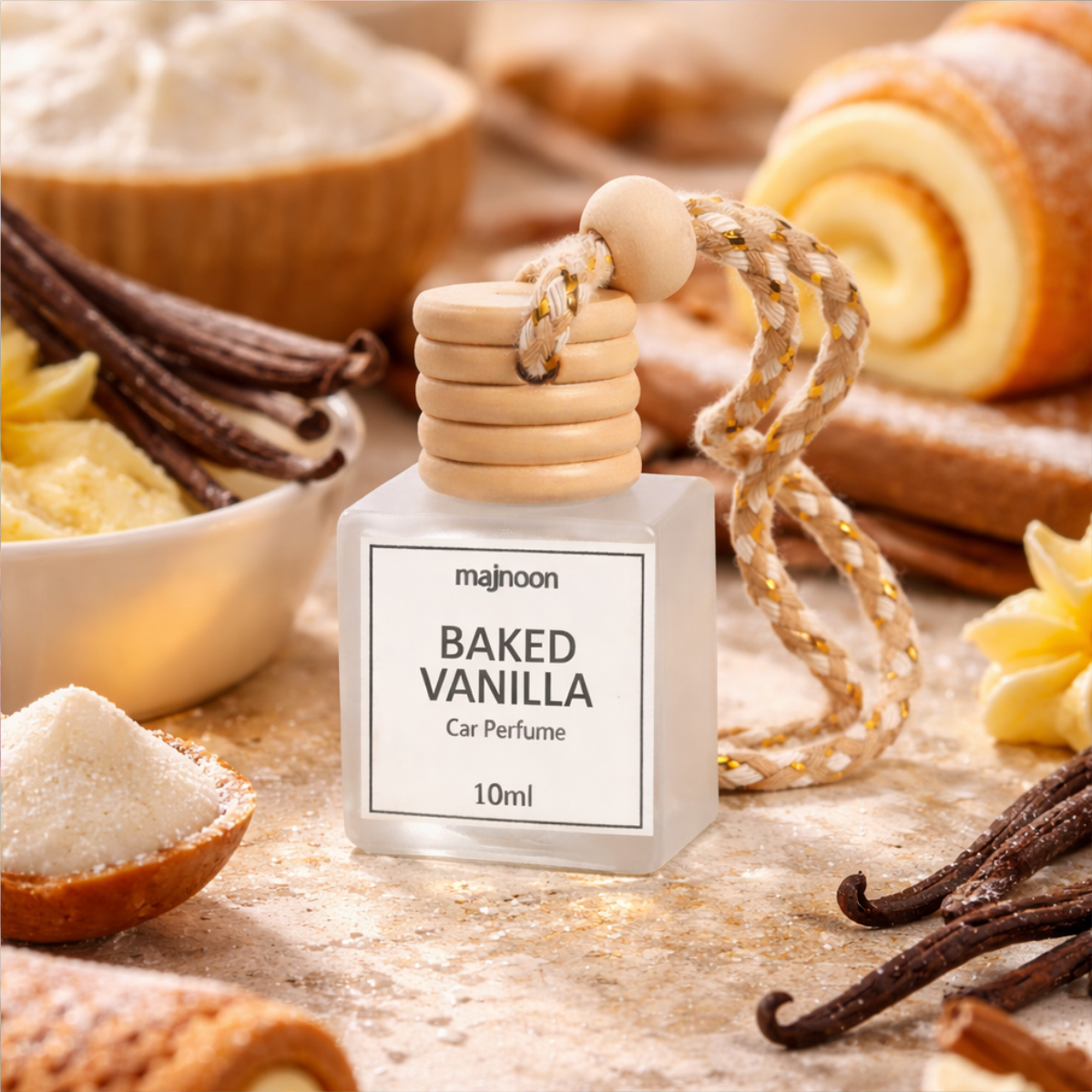 Majnoon Baked Vanilla Car Perfume | Warm Sweet Vanilla Fragrance | Long-Lasting | 8ml