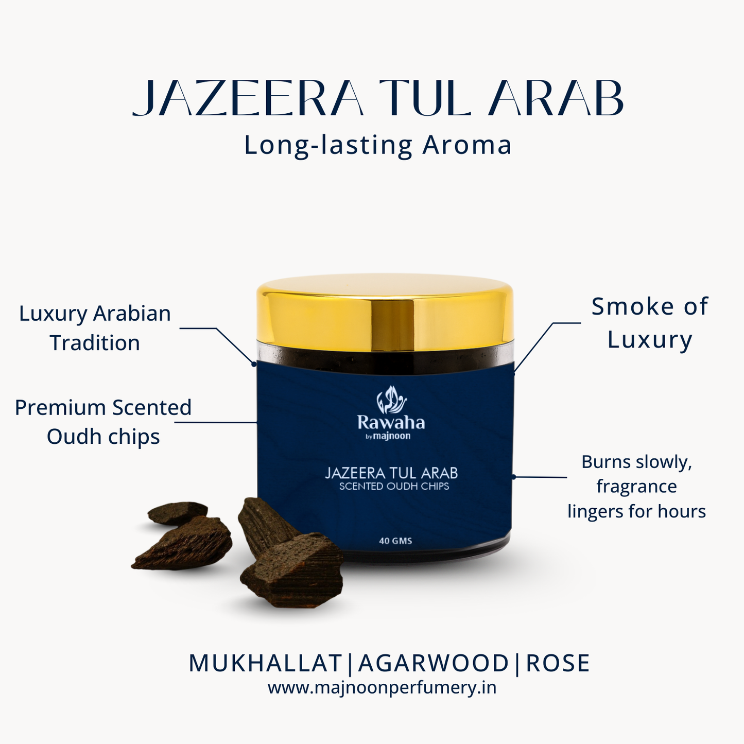 Jazeera Tul Arab Scented Chips – Mystical Arabian Aroma | Rawaha by Majnoon (40GMS)
