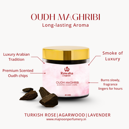 Oudh Maghribi Scented Chips – Oriental Desert Aroma | Rawaha by Majnoon (40GMS)