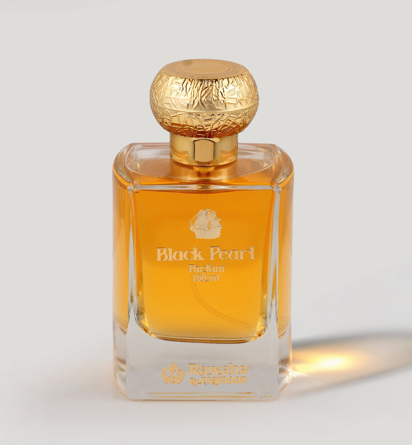 "Rawaha Black Pearl perfume bottle 100ml close up

